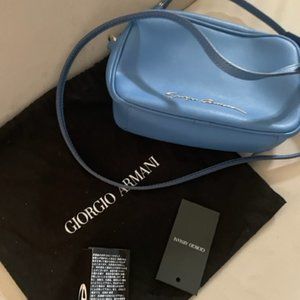 Giorgio Armani cobalt blue leather mini crossbody bag